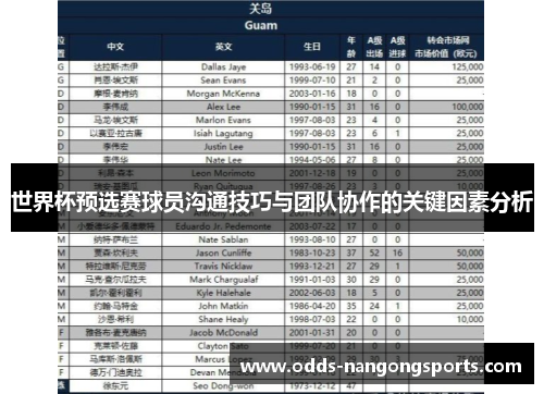 世界杯预选赛球员沟通技巧与团队协作的关键因素分析