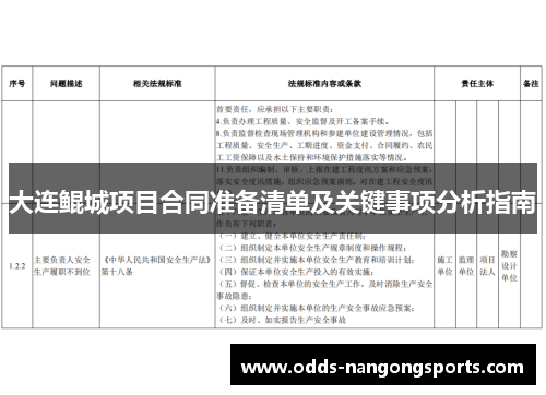 大连鲲城项目合同准备清单及关键事项分析指南